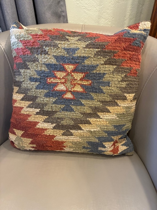 Pottery Barn Other - Pottery Barn Southwestern Geometric Accent Pillow in Rust, Blue & Cream 18x18